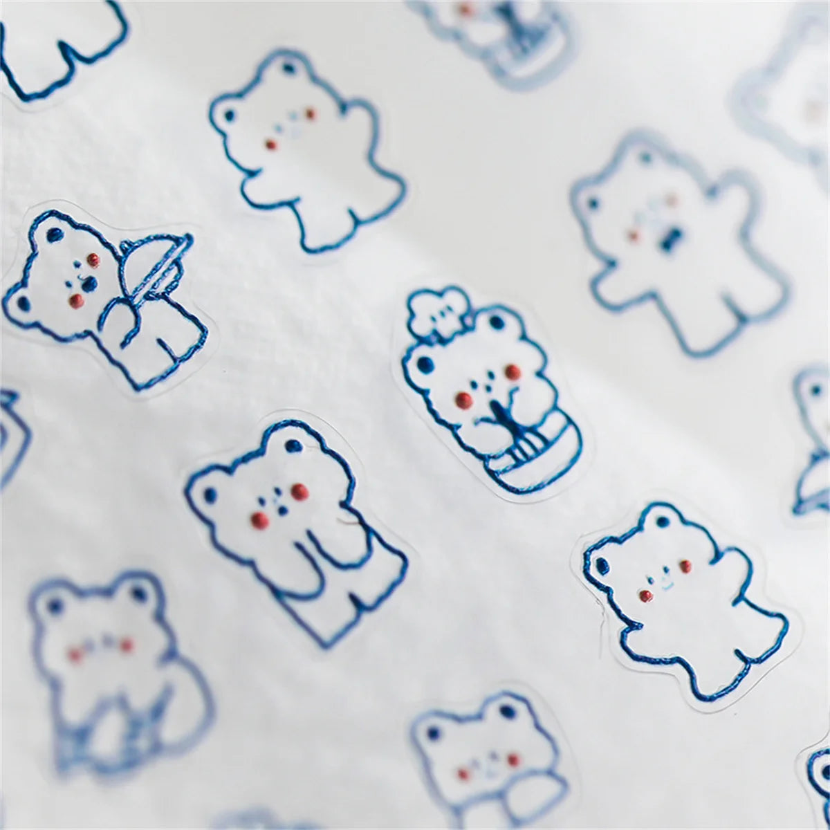 1pcs Cartoon 5D Relief Blue Hollow Bear Nail Art Stickers Kawaii Animals Adhesive Transfer Nail Decorations Slider Decals DIY