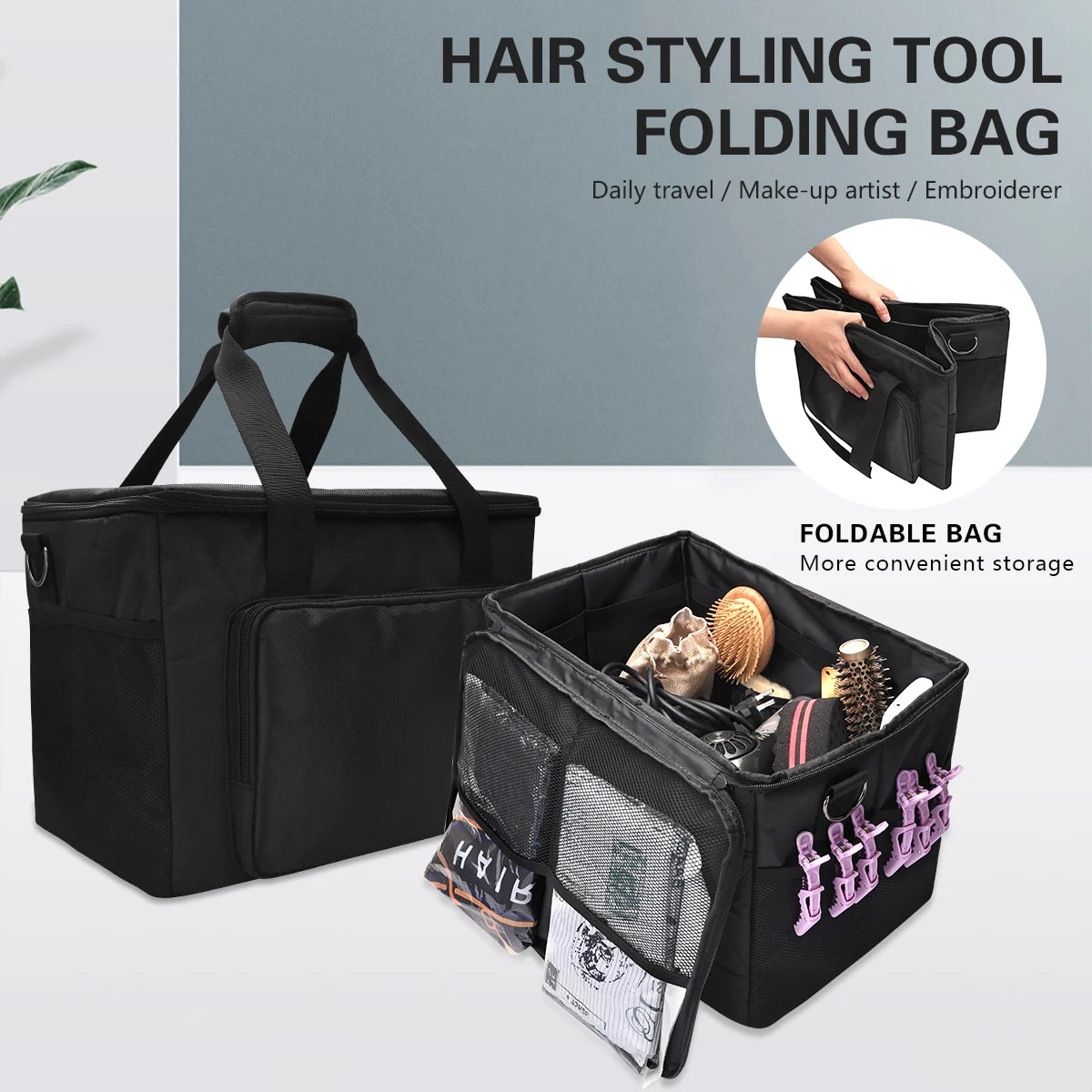 Barber Fold Bag Large Capacity Makeup Scissor Tools Storage Hairdressing Cosmetic Salon Organizer Grooming Travel Outgoing Bags