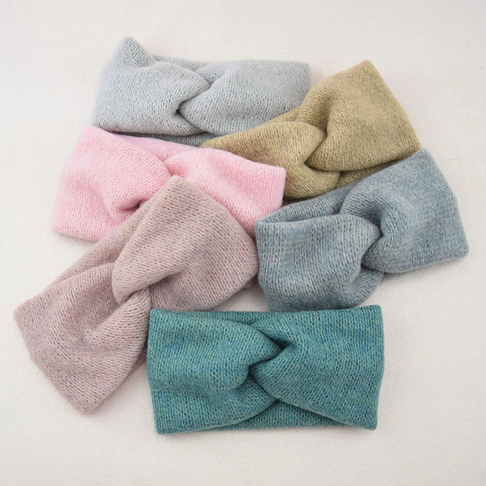 Fashion Warm Knit Wide Head Bands Cashmere Cross Elastic Headbands for Women Turban Headscarf Winter Warm Headwrap Hair Bandage