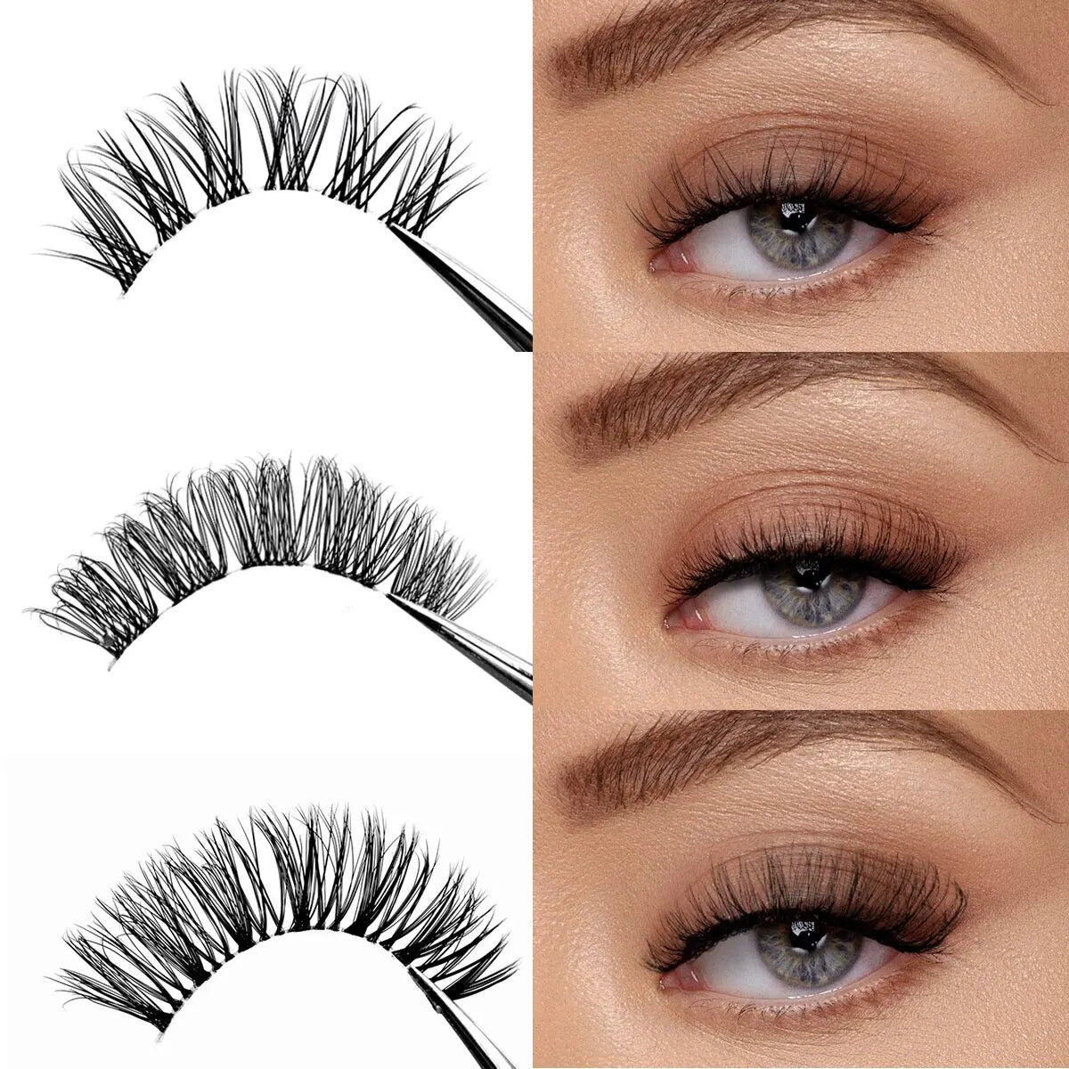 GROINNEYA 10 Pairs Mink False Eyelashes Manga Lashes Eyelash Extension Natural 3D Mink Lashes Invisible Band Natural Eyelashes