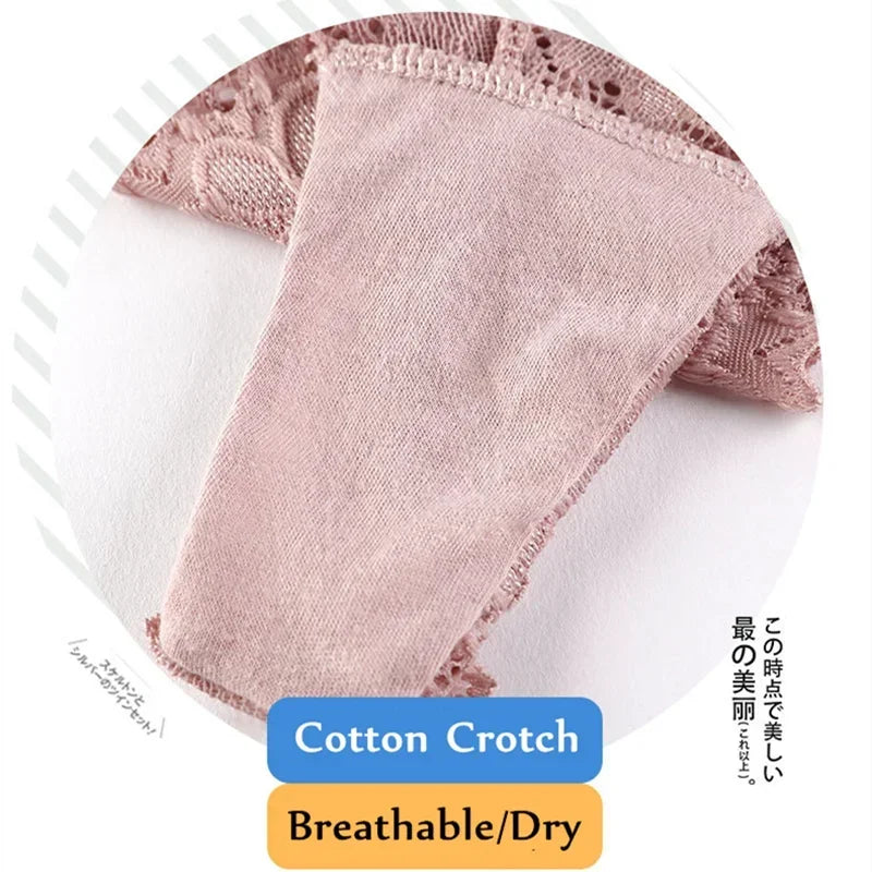 Women breathable low waist sexy lace thong cotton bottom crotch elastic waist head comfortable not tight