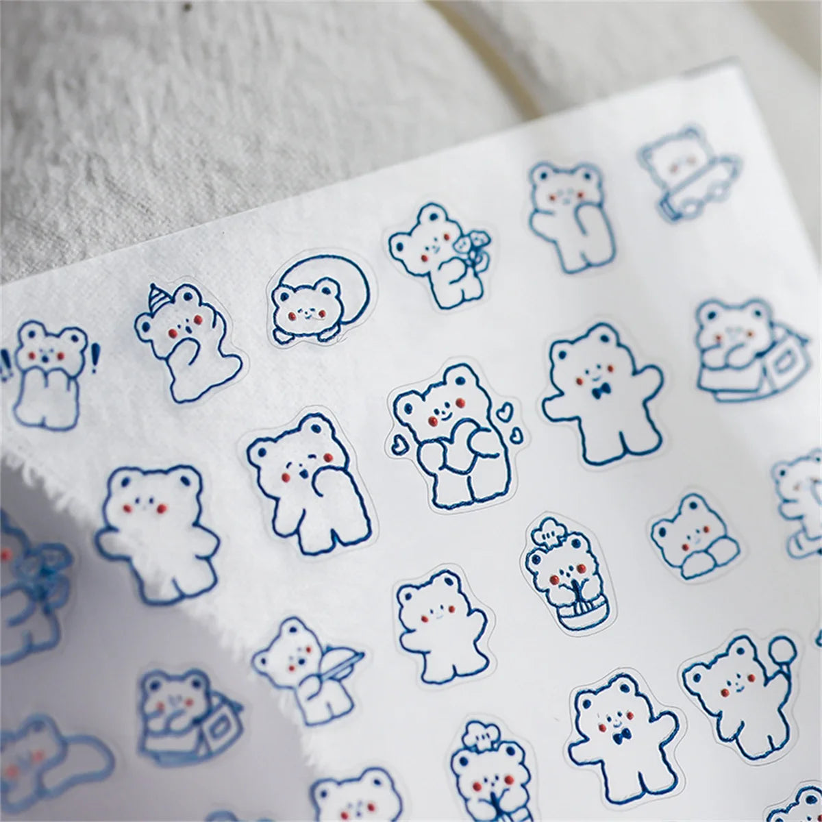 1pcs Cartoon 5D Relief Blue Hollow Bear Nail Art Stickers Kawaii Animals Adhesive Transfer Nail Decorations Slider Decals DIY