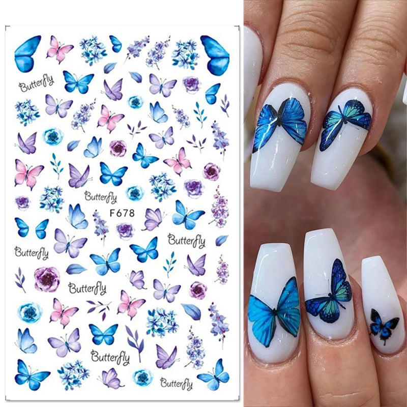 1PCS Spring Design Luxurious Butterfly Nail Sticker Applicable To Ladies Stickers For Nails Self-adhesive Nail Decoration Decals