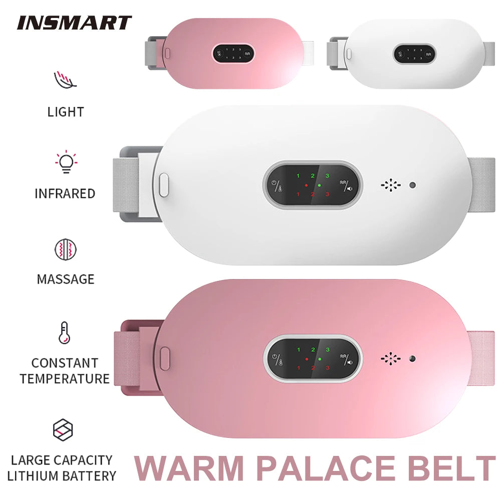 Electric Heating Pad Women Vibrator Period Pain Relief Device Menstrual Cramp Massager Blood Circulation Abdominal Belt Warmer