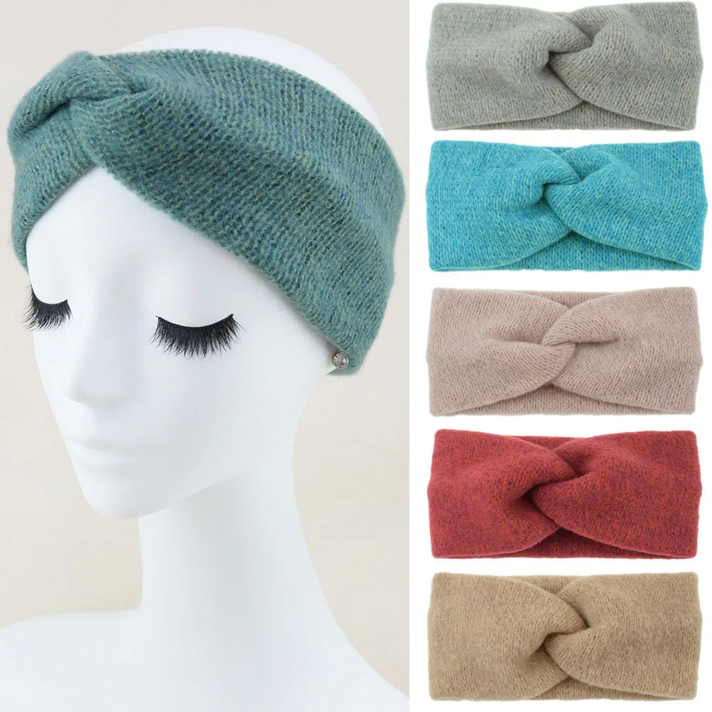 Fashion Warm Knit Wide Head Bands Cashmere Cross Elastic Headbands for Women Turban Headscarf Winter Warm Headwrap Hair Bandage