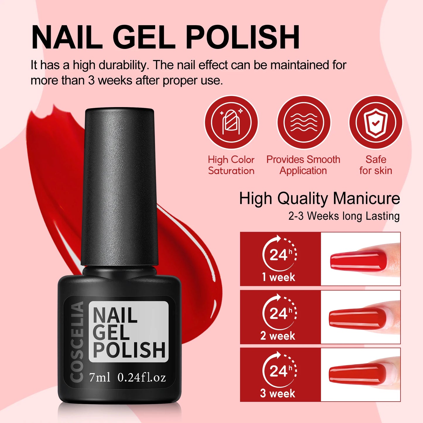 COSCELIA 40PCS Gel Nail Polish 7ML Art Salon Set with Lamp Base Matte Glossy Glitter Top Coat Manicure Tool for Women Nail Gifts