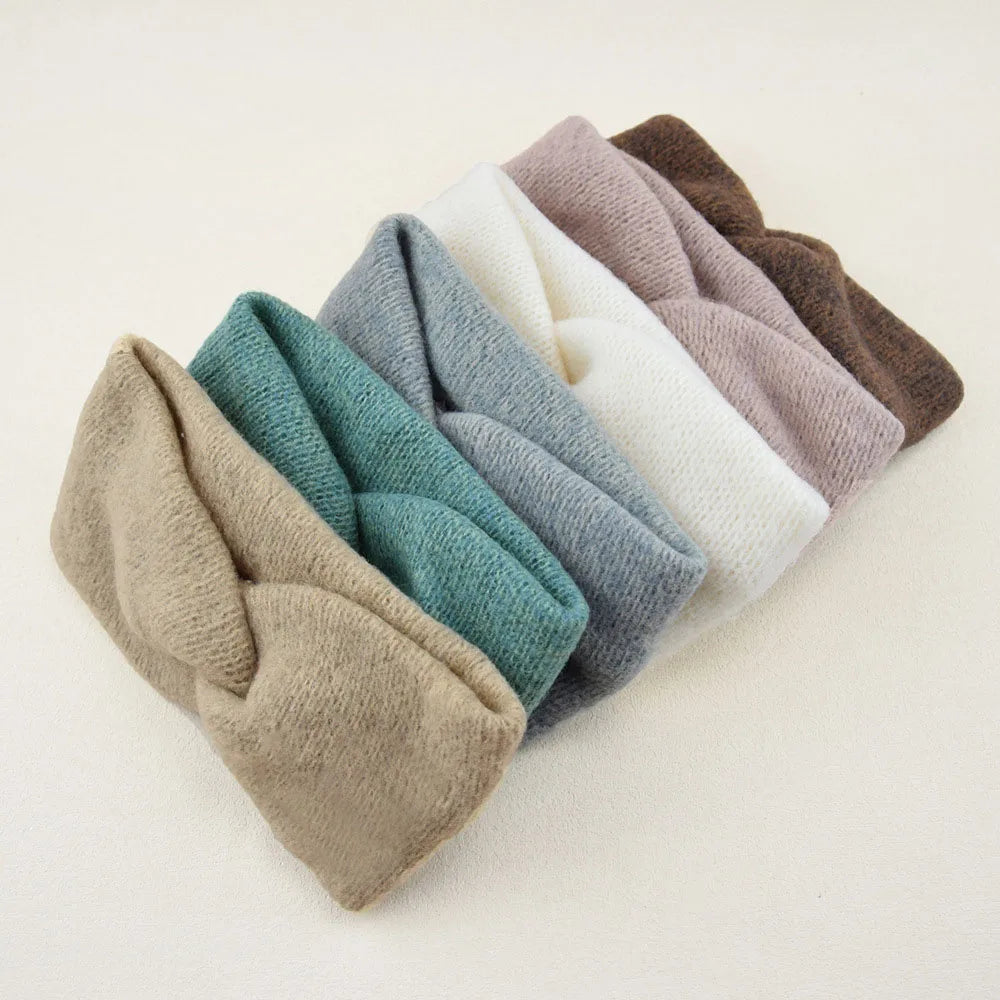 Fashion Warm Knit Wide Head Bands Cashmere Cross Elastic Headbands for Women Turban Headscarf Winter Warm Headwrap Hair Bandage